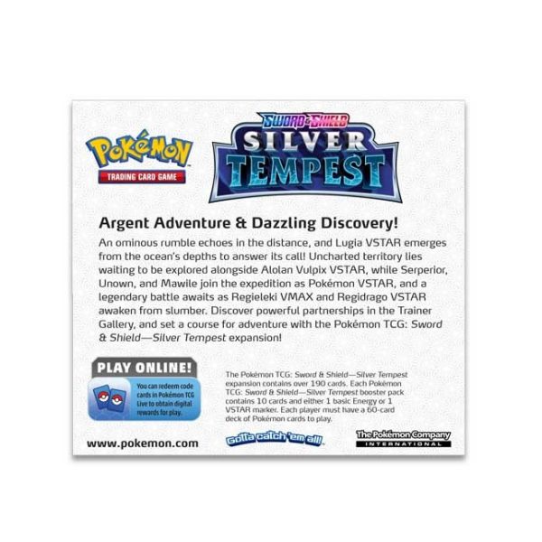 Pokémon Silver Tempest Booster Box back pokemart