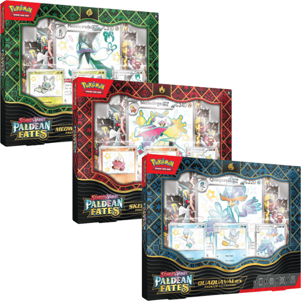 Pokemon Paldean Fates Premium Collection Meowscarada Skeledirge Quaquaval