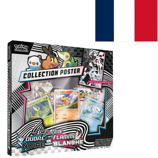 Pokemon JCC Ecarlate et Violet Foudre Noire et Flamme Blanche Collection Poster