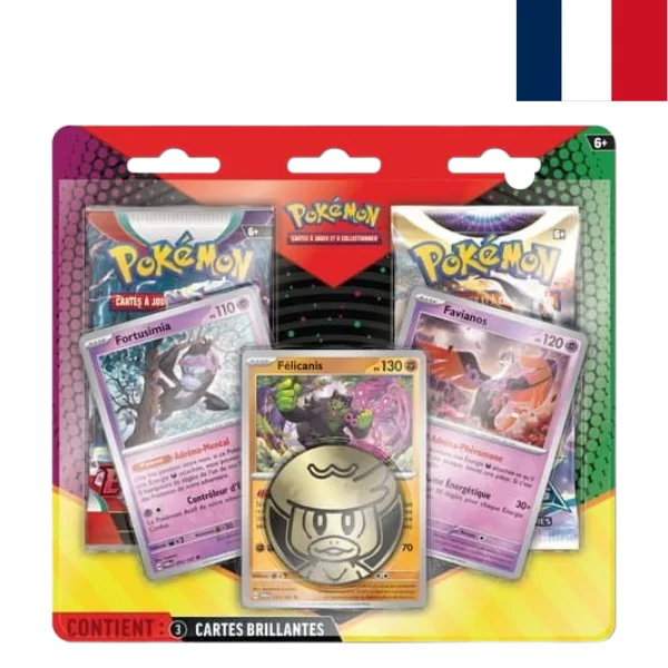 Pokémon JCC Pack promo 2 boosters (3 cartes promo) Favianos, Félicanis et Fortusimia