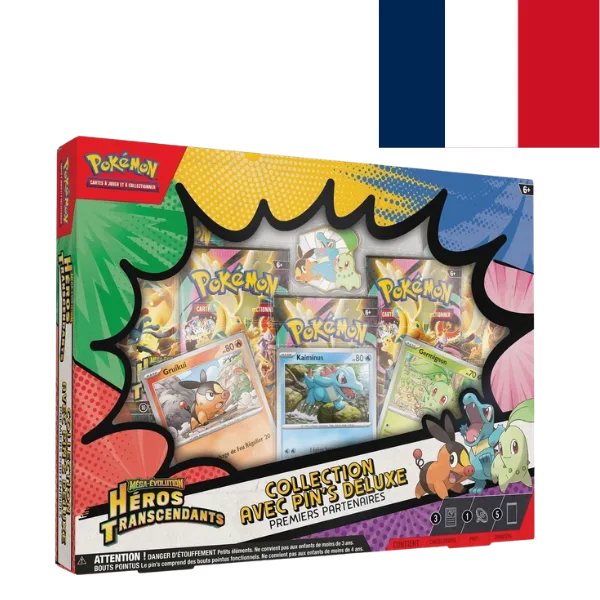 Pokémon JCC Méga Evolution Héros Transcendants Premiers Partenaires Collection avec Pin Deluxe
